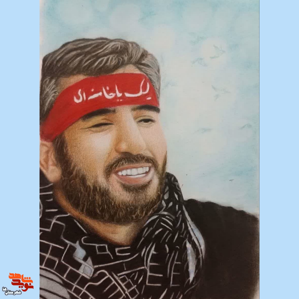 تصویر نقاشی شهید مدافع حرم محمود شفیعی