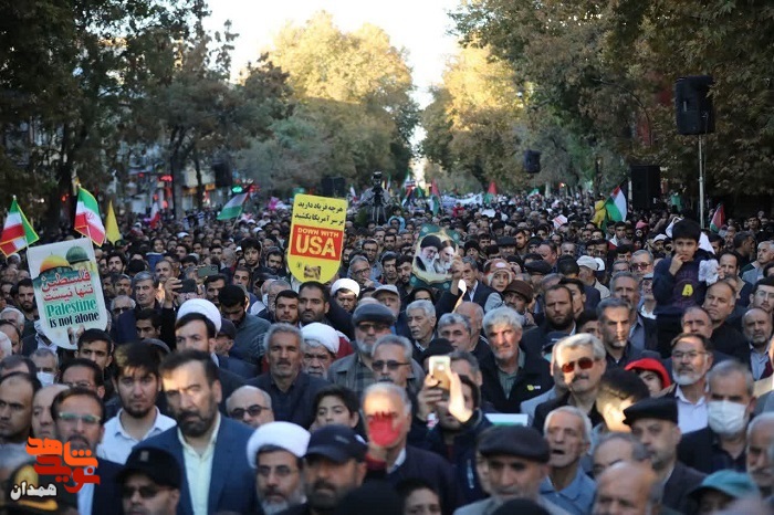 گزارش تصویری| راهپیمایی مردم همدان برعلیه جنایات اسرائیل
