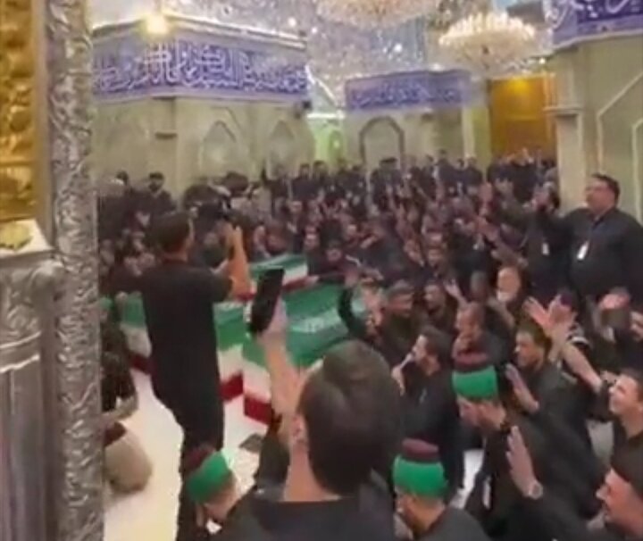 کلیپ/ پیکرهای مطهر شهدای خانواده رهبر شهید انقلاب در جوار ضریح حضرت عباس علیه‌السلام