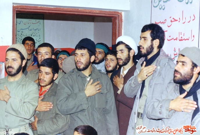 از چپ: سید محمود میر محمدی - علی جلالی - هادی طهوریان - جلیل رضایی - صادق تمبرچی - شهید مهدی اسماعیلی - رمضانی - حسین آل اسحاق - شهید اسماعیل صادقی - شهید مهدی زین الدین