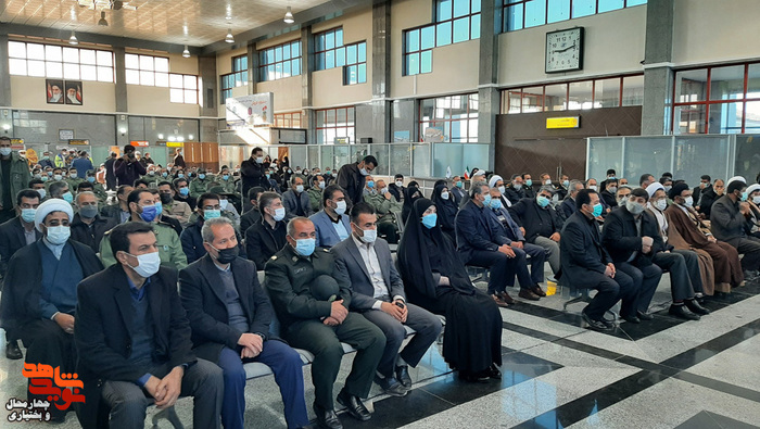 مراسم استقبال از پیکر مطهر شهدای گمنام در فرودگاه شهرکرد
