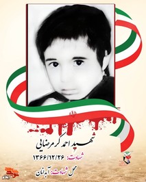 شهید احمد کرم رضایی فرزند زیدعلی وشمامه در سال 1361 در خانواده ای مذهبی در شهرستان آبدانان به دنیا آمد این طفل معصوم هنوز چند سالی از عمرش نگذشته بود که در بمباران هوایی بعثیا عراق به شهر آبدانان در مورخه 1366/12/26 به شهادت رسید روحش پاکش به ملکوت اعلا پیوست.مزار این شهید گرانقدر گلزار شهدای آبدانان قرار دارد.